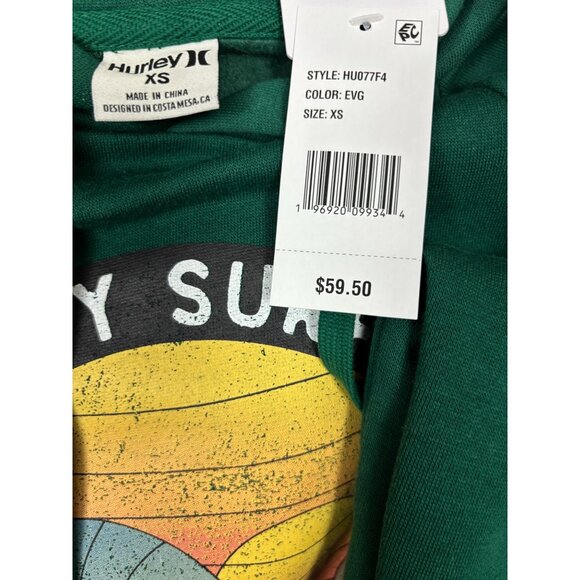 Hurley Junior's Sand Circle Hoodie Pullover Kangaroo Pockets XS Green NWT's. - Picture 6 of 8